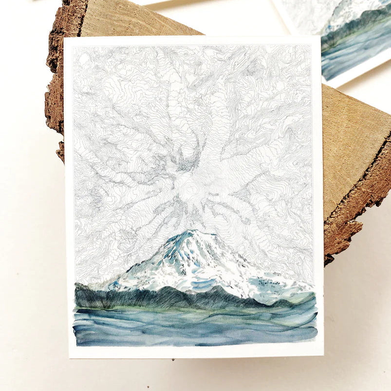 Mount Rainer Topographical Map Sticker