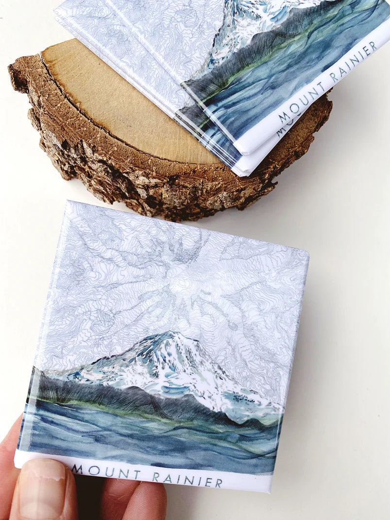 Mount Rainier Topo Map - Metal Magnet