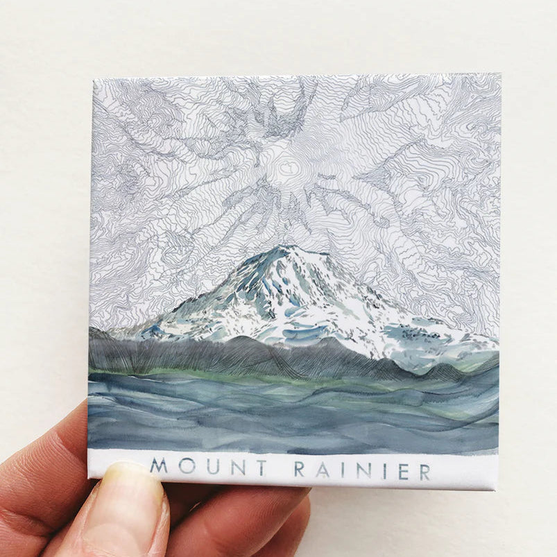 Mount Rainier Topo Map - Metal Magnet