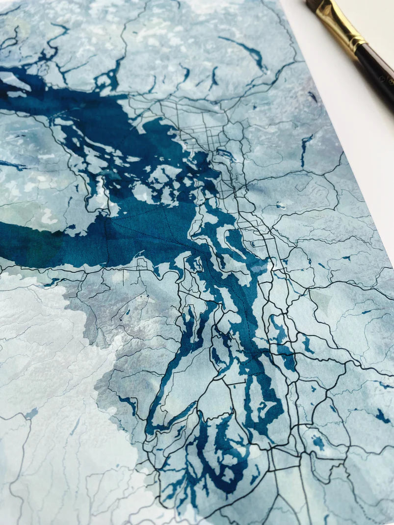 Salish Sea Map Print 11x14