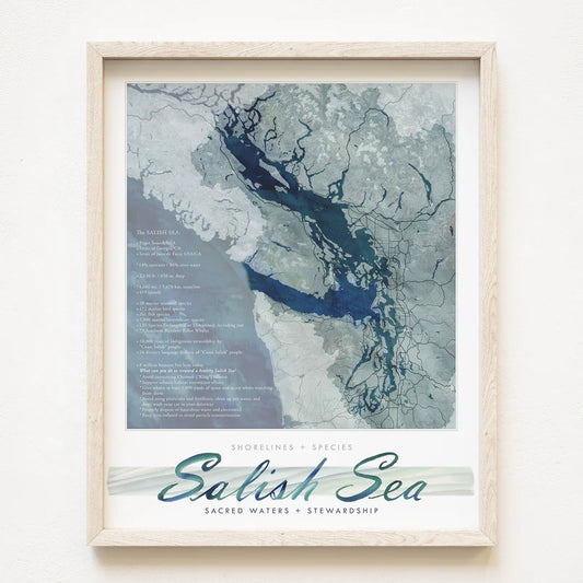 Salish Sea Map Print with Text 16x20