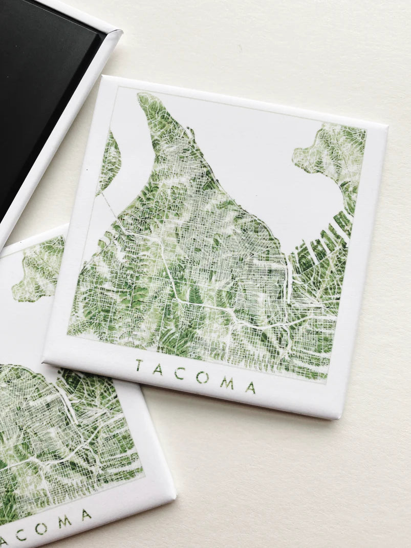 Tacoma Map Ferns - Metal Magnet