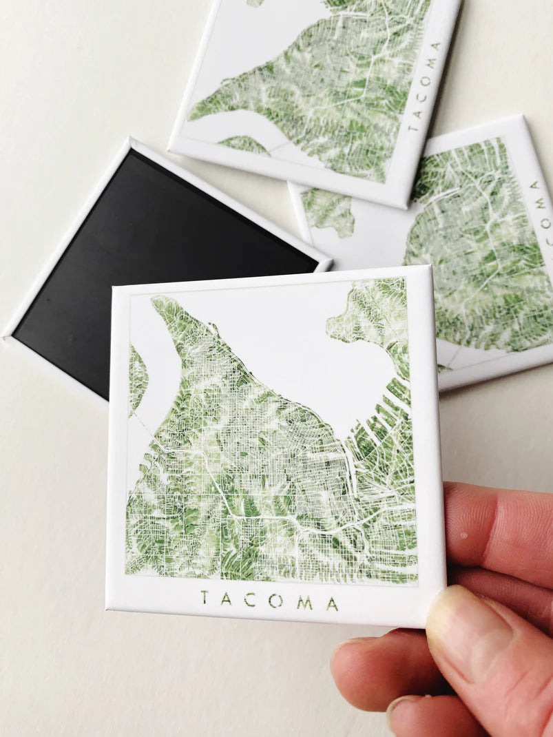 Tacoma Map Ferns - Metal Magnet
