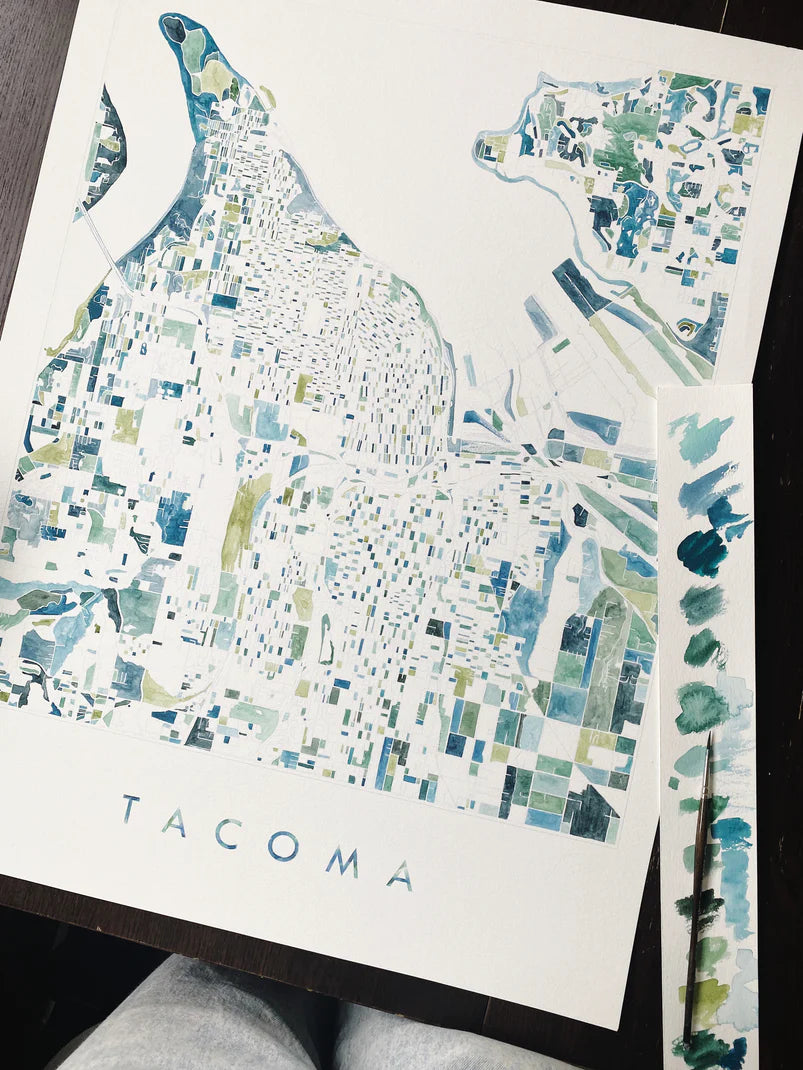 PNW Tacoma WA Map Postcard