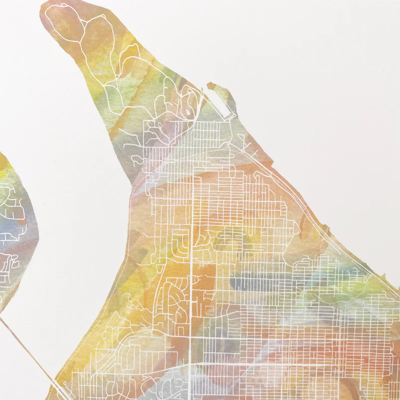 Tacoma Wa Rainbow Pride Map Print 16x20