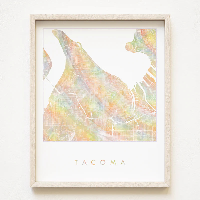 Tacoma Wa Rainbow Pride Map Print 16x20