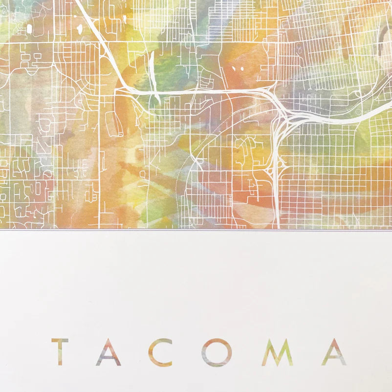 Tacoma Wa Rainbow Pride Map Print 16x20