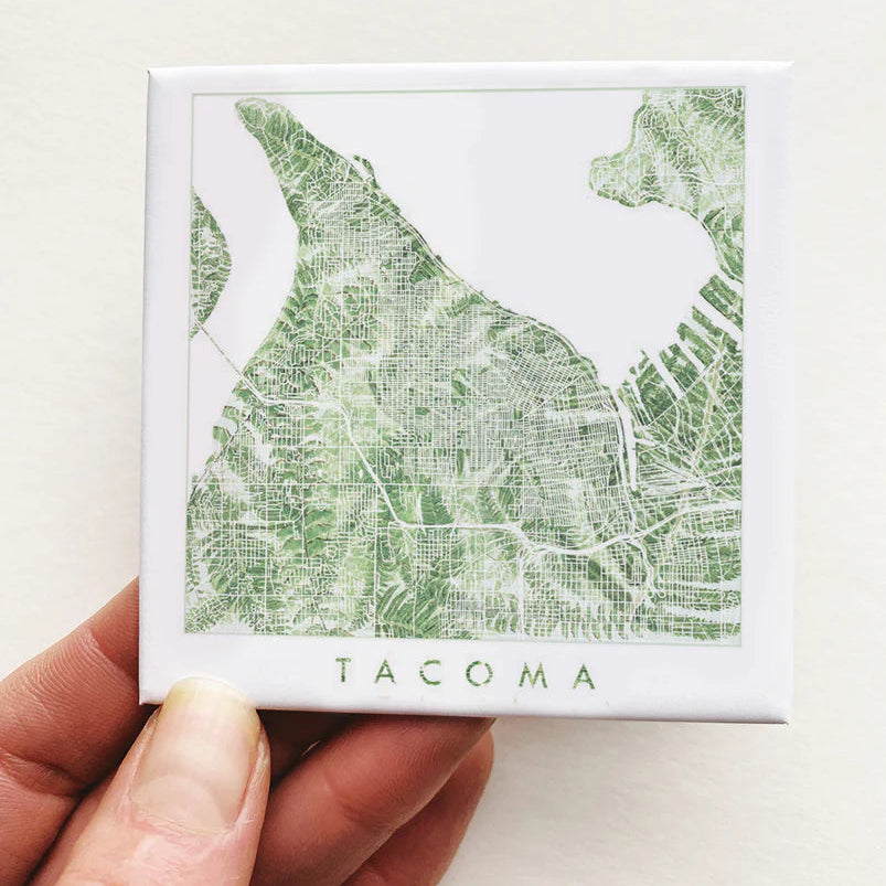 Tacoma Map Ferns - Metal Magnet