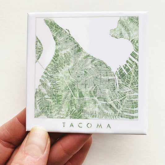 Tacoma Map Ferns - Metal Magnet
