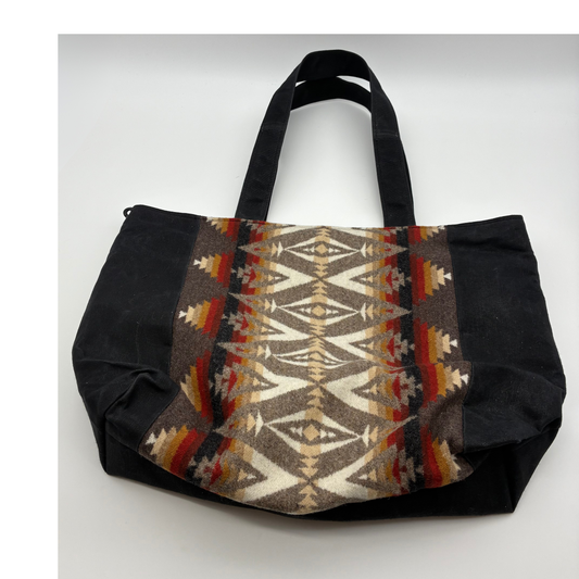 Large Waxed Canvas Tote w/Pendleton Wool