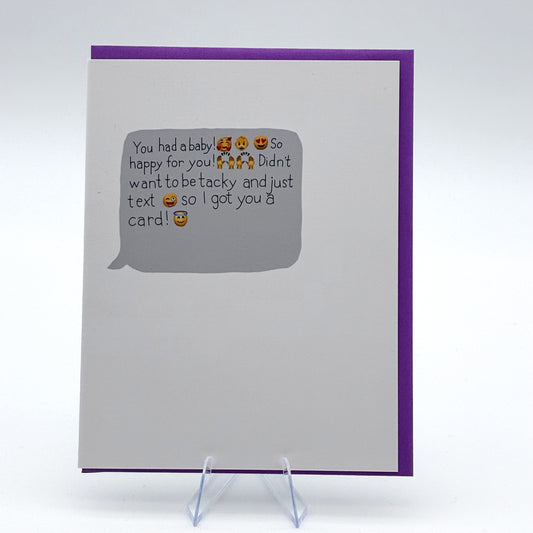 "You had a baby!" text message card