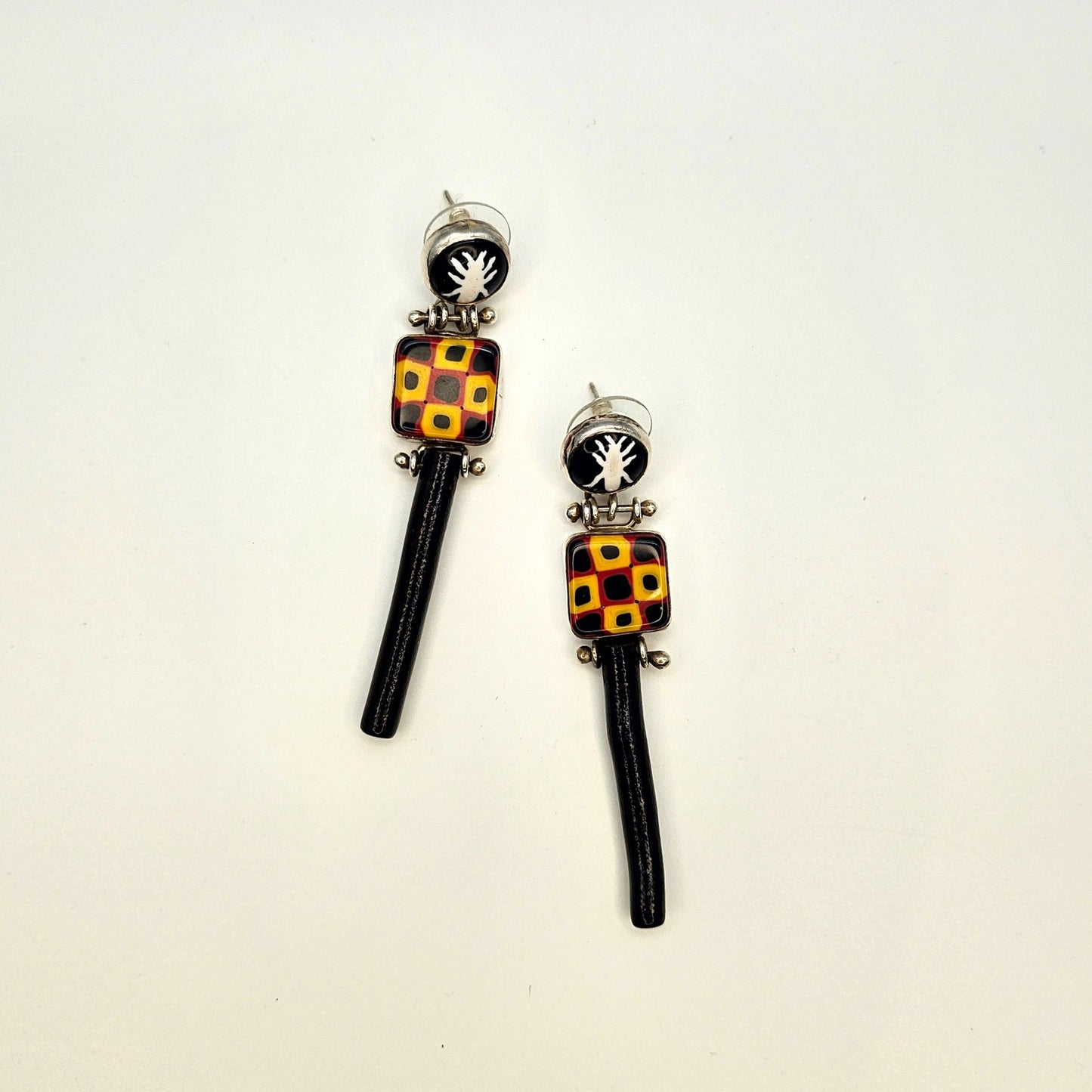 Richard Marquis Murrine Glass and Black Coral Earrings
