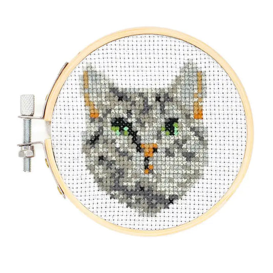 Mini Crossstitch Embroidery Kit Cat