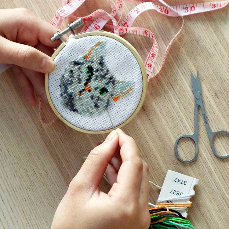 Mini Crossstitch Embroidery Kit Cat