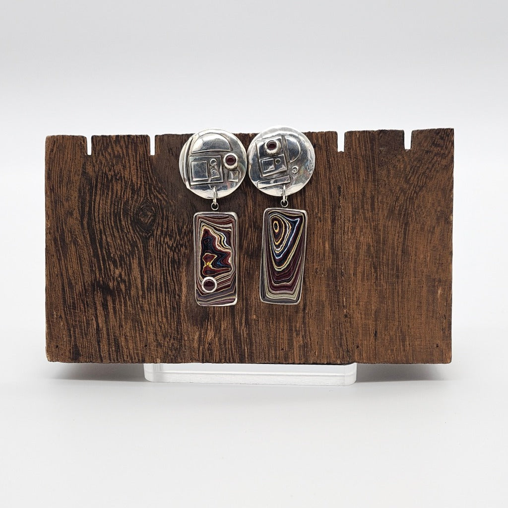 Fordite and Detroit Agate Earrings