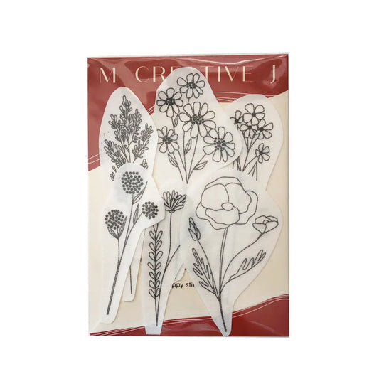 Peel, Stick and Stitch Embroidery Patterns - Wildflowers