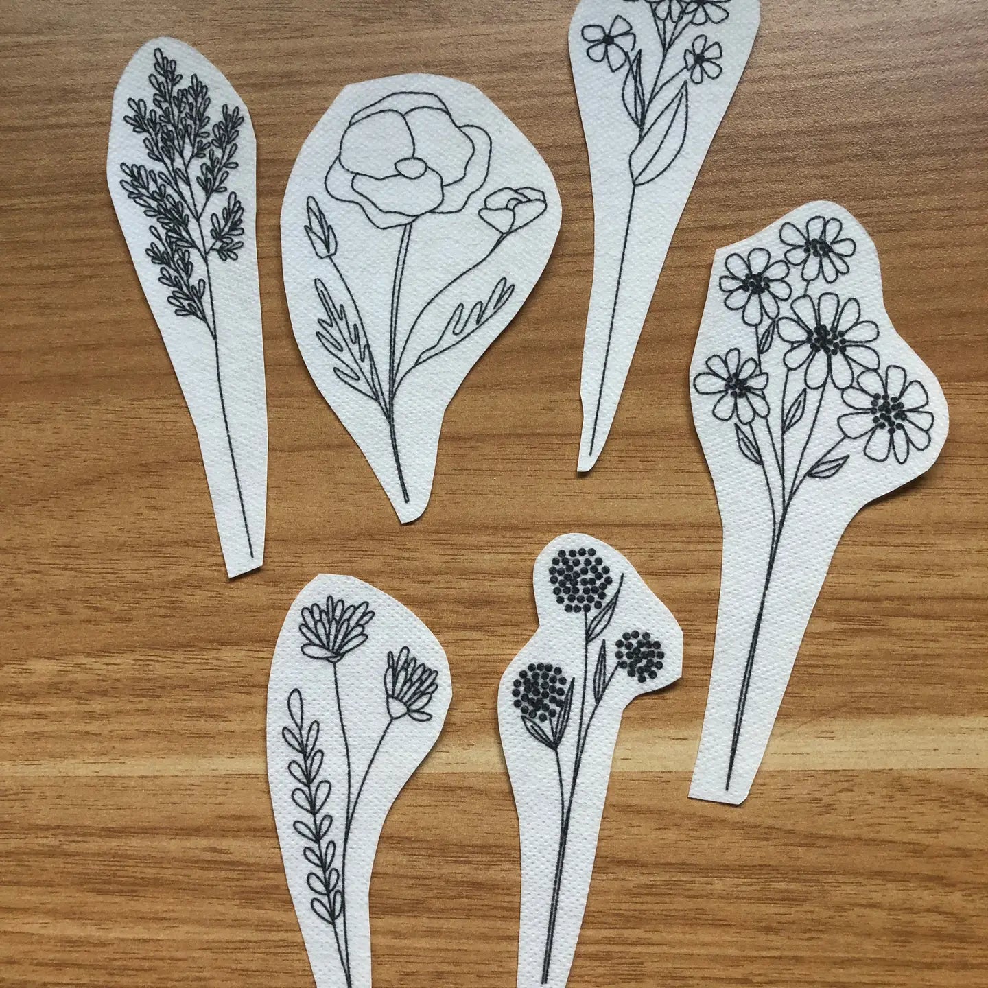 Peel, Stick and Stitch Embroidery Patterns - Wildflowers