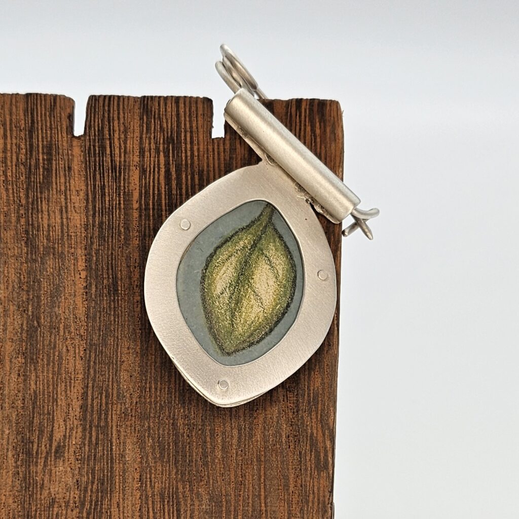 Leaf Fibula with Gouache + Pencil Drawing Pin