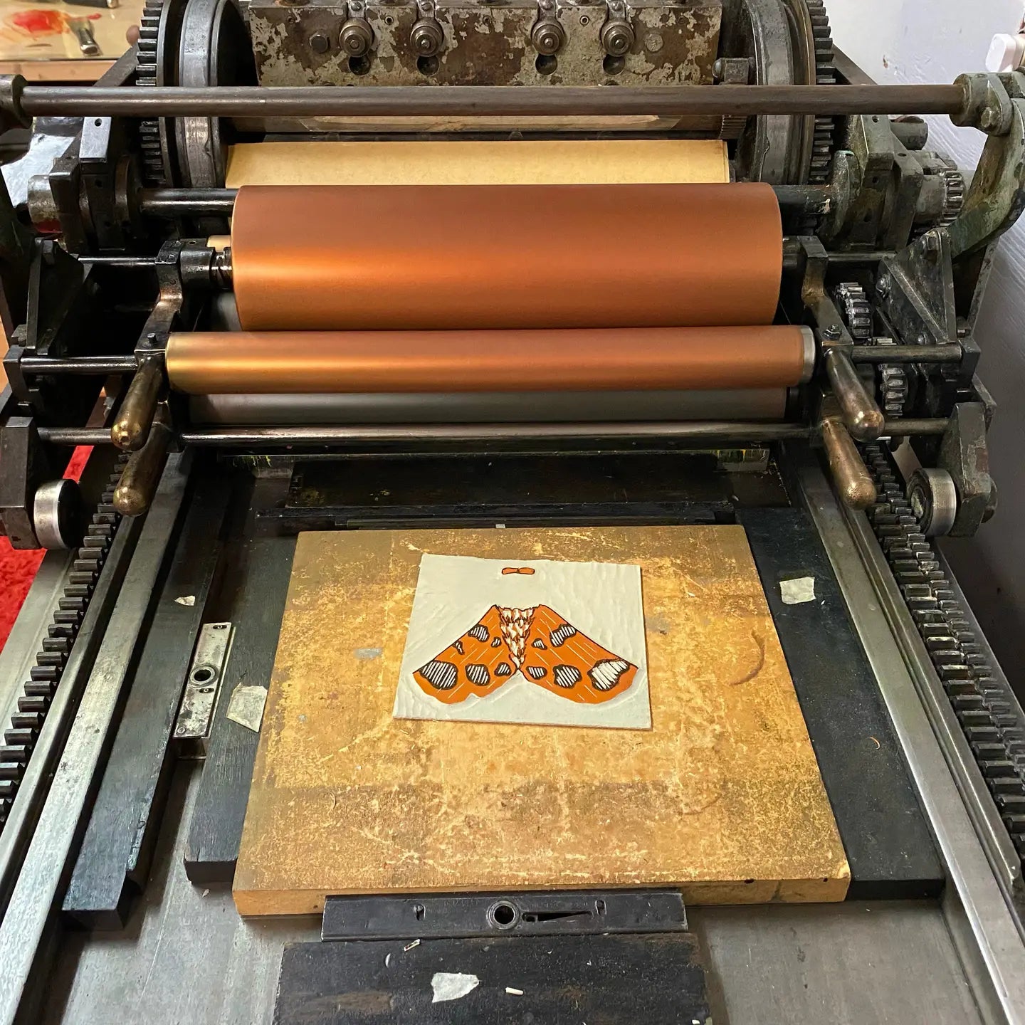 Tiger Moth Block Print - unframed