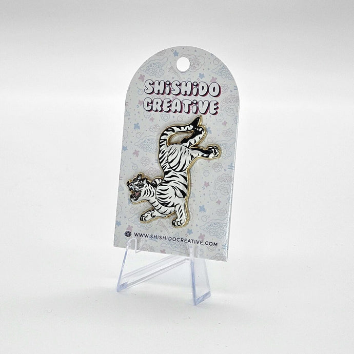 White Tiger Enamel Pin