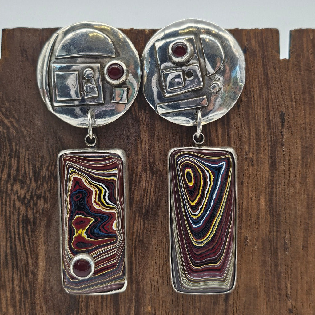 Fordite and Detroit Agate Earrings
