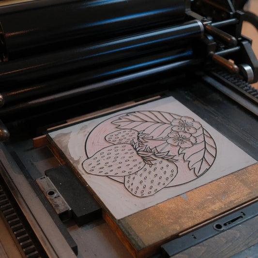 Strawberry Blossom Block Print - unframed