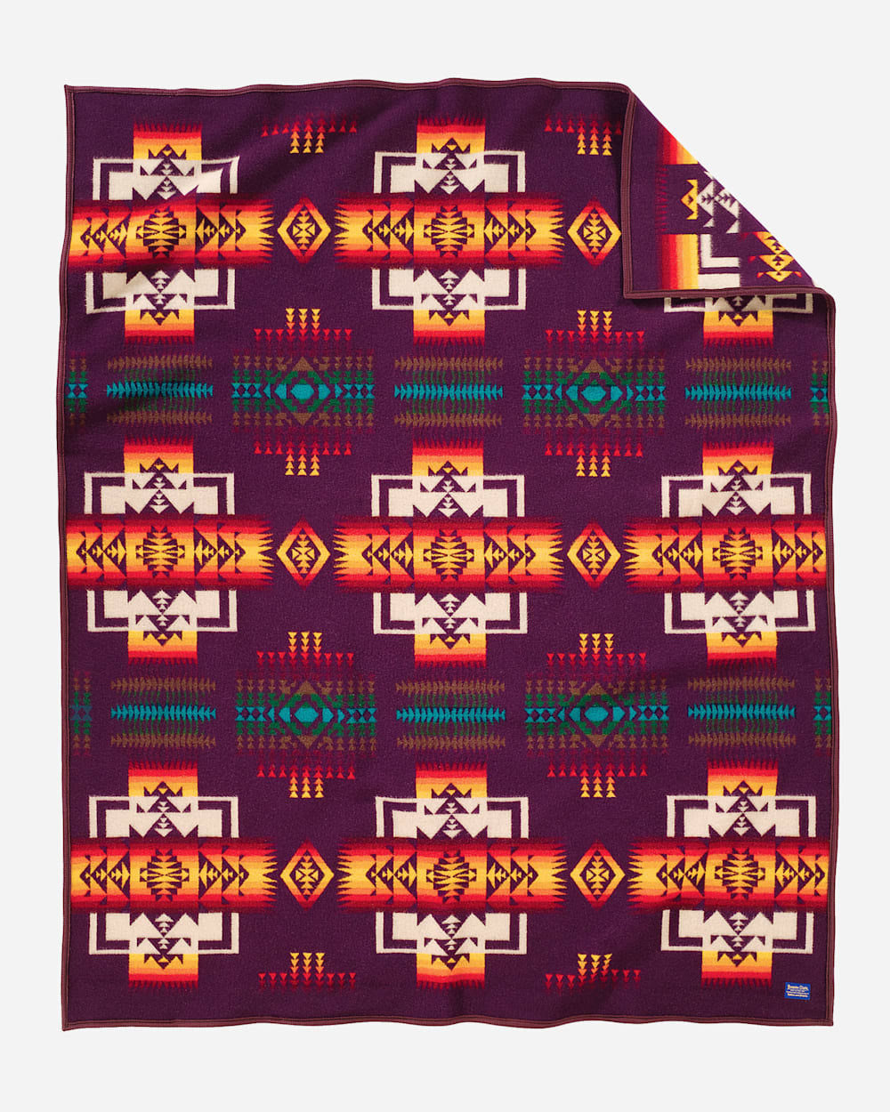 Chief Joseph Jacquard Robe Blanket; Maroon