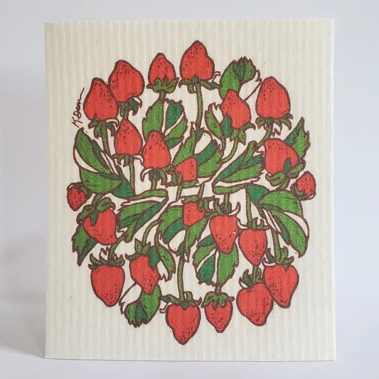 Eco-Friendly Towel, Strawberry Design Swedish Dishcloth