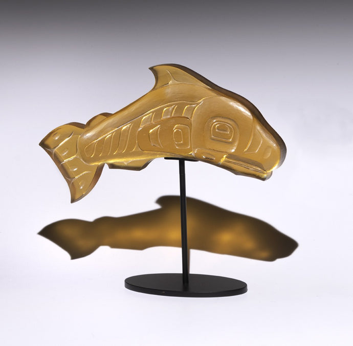Salmon (tail down) - Cast Glass Sculpture