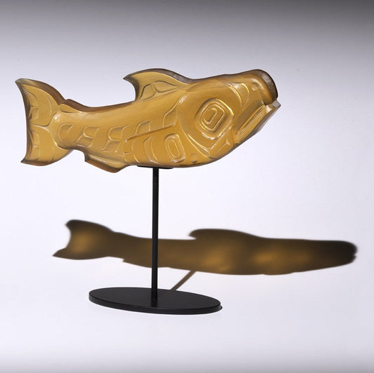 Salmon (tail up) - Cast Glass Sculpture